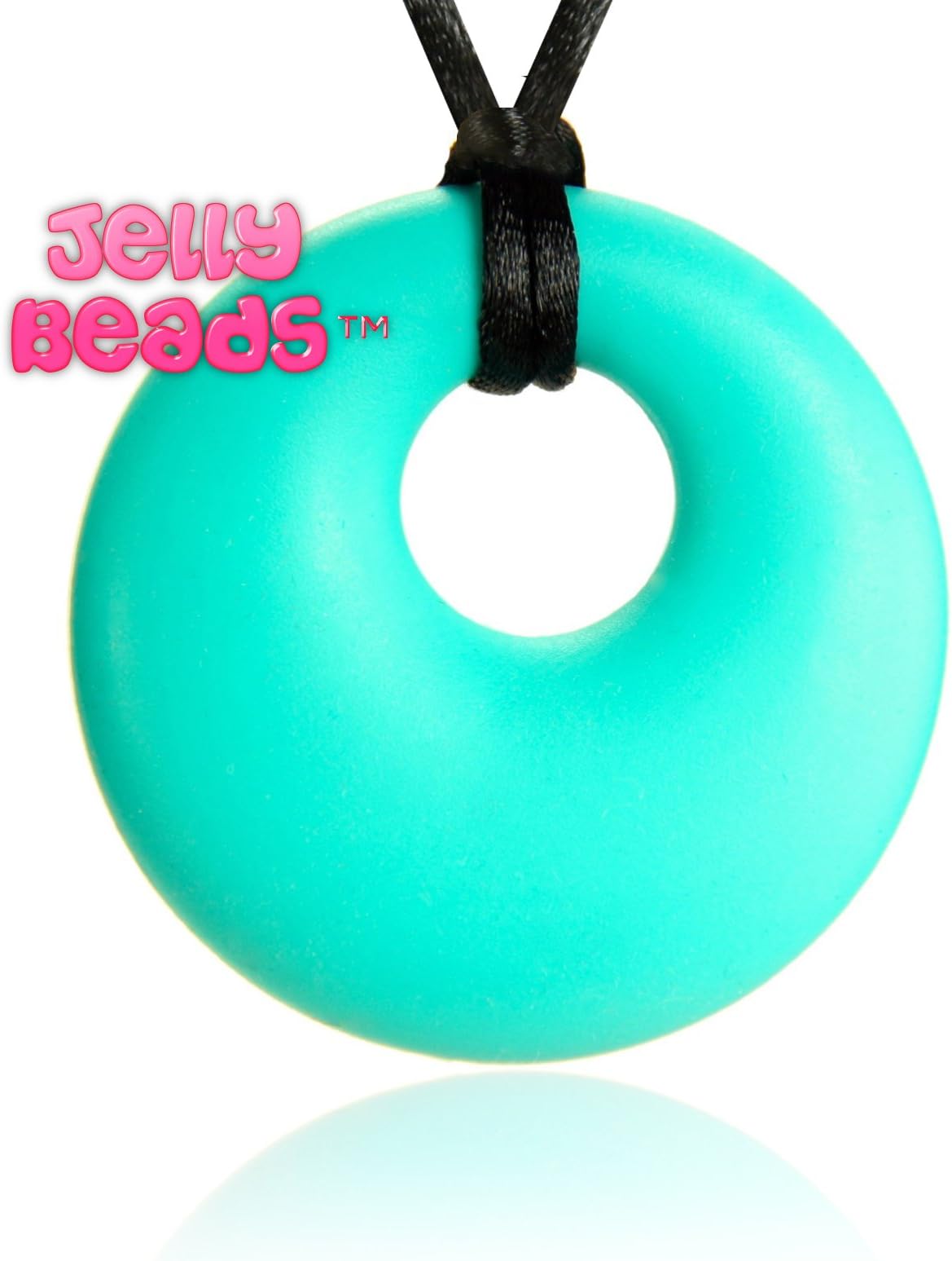Jelly Beads Ares Silicone Teething Necklace - Teether Ring Donut Pendant for Mom (Turquoise)