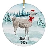 Santa Hat and Scarf Welcome Winter Cream Llama