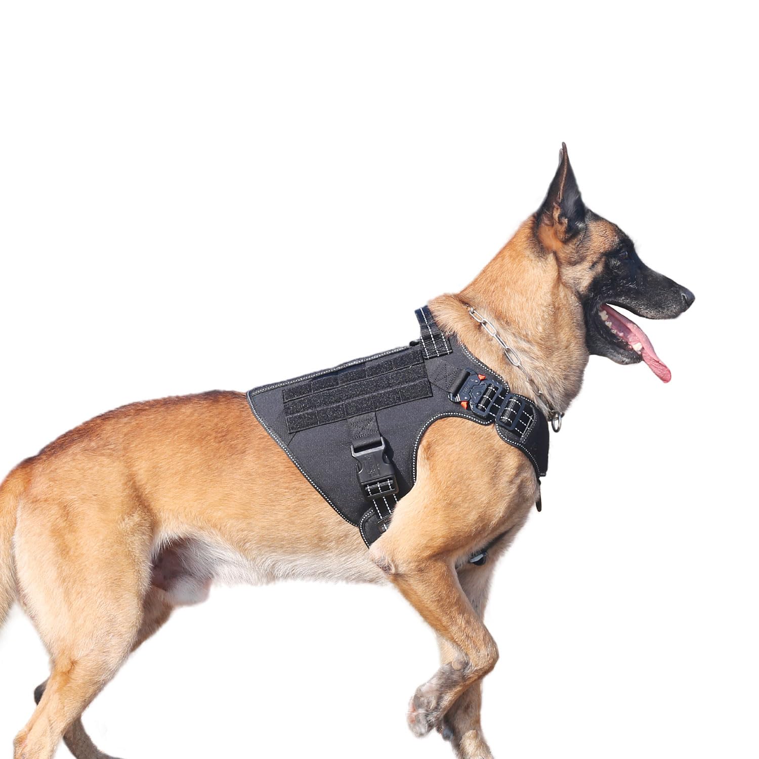 Photo 1 of ICEFANG GN1 Reflective Tactical Dog Harness X-Large Sized, MOLLE K9 Dog Vest with 2X Metal Buckles,Adjustable Pet Harness, No Pulling Front Leash Clip (X-Large (Pack of 1), Black)