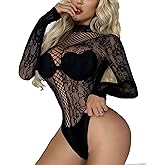 XIUSEMY Lingerie for Women Fishnet Bodysuit Sexy One Piece Babydoll Teddy Mesh Outfits