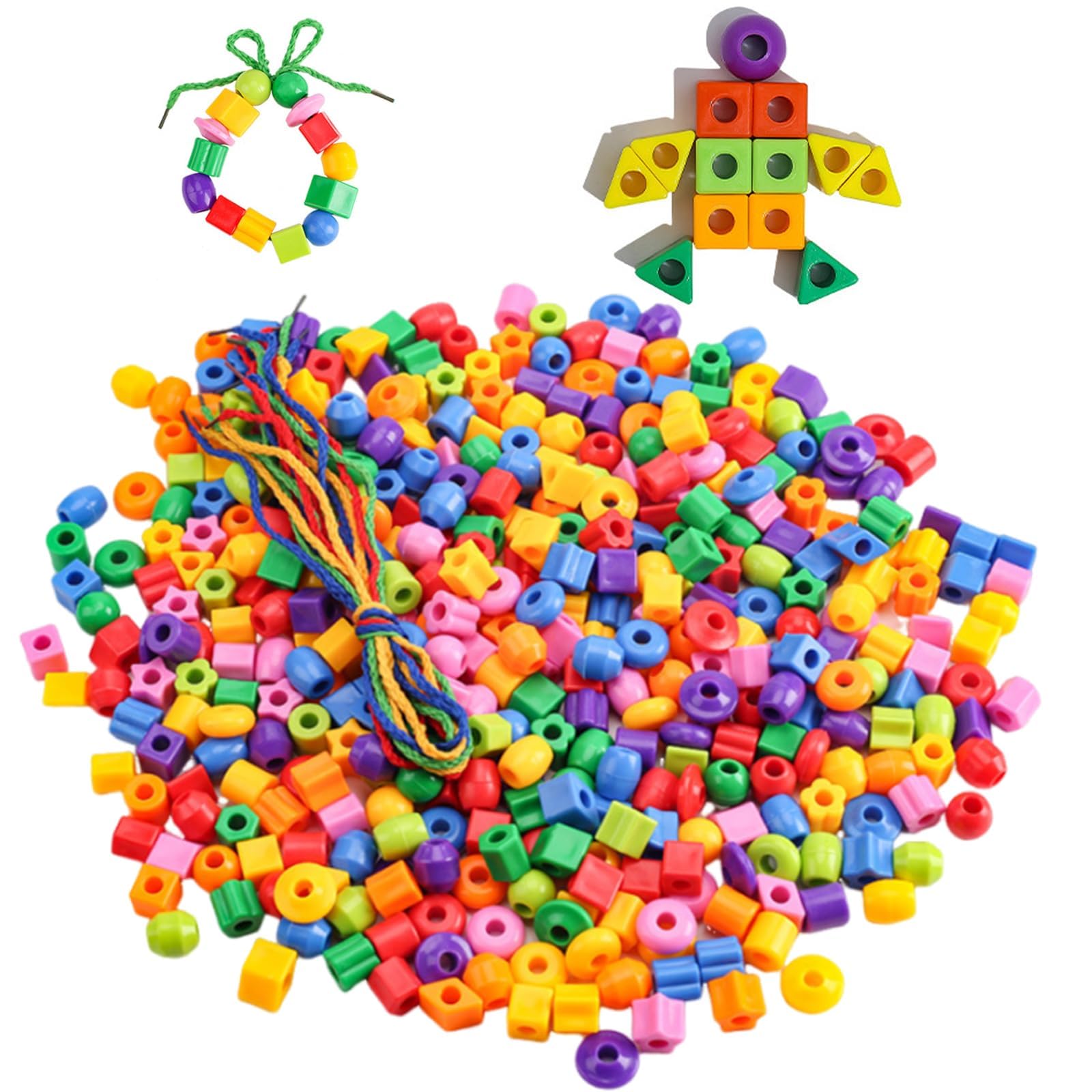 QXCFTW Fine Motor Skills Toys, Threading Toys, 120pcs Bead Threading for Toddlers, for Kids 5 6 7 8 Year Old Fine Motor Skills Activities, Great Learning Games for Preschool Learning Activities