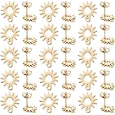 SUNNYCLUE 1 Box 40 Sets Stud Earring Findings Sun Post Earrings with Loop Stainless Steel Earring Post And Butterfly Earring Backs Gold Earring Studs for Jewelry Making Accessories DIY Dangle Earrings