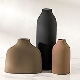 Ceramic Vase Set of 3,Flower Vase Home Decor,Modern Farmhouse Decor, Pampas Grass Dried Fresh Flowers,Bedroom,Living Room,Bookshelf Decoration, Centerpiece Table Decor,Boho Decor.