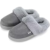 NineCiFun Women's and Men's Memory Foam House Slippers, Faux Fur Lined Indoor Fuzzy Slippers with No-slip Sole, Slip on Suede Home Shoes, Warm Winter Gift for Women & Men