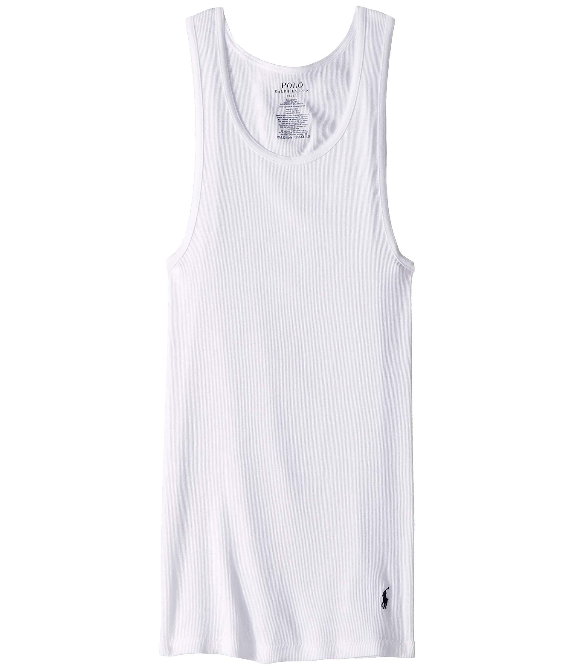 Photo 1 of POLO RALPH LAUREN Classic Fit w/Wicking 3-Pack Tank Undershirts 3 White/Cruise Navy Pp LG