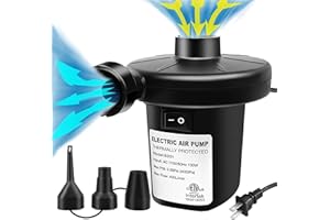 BIBIELF Electric Air Pump, Air Mattress Pump for Inflatables Couch, Pool Floats, Blow up Pool Raft Bed Boat Toy, Snow Tube, AC Inflator/Deflator with 3 Nozzles, 130W