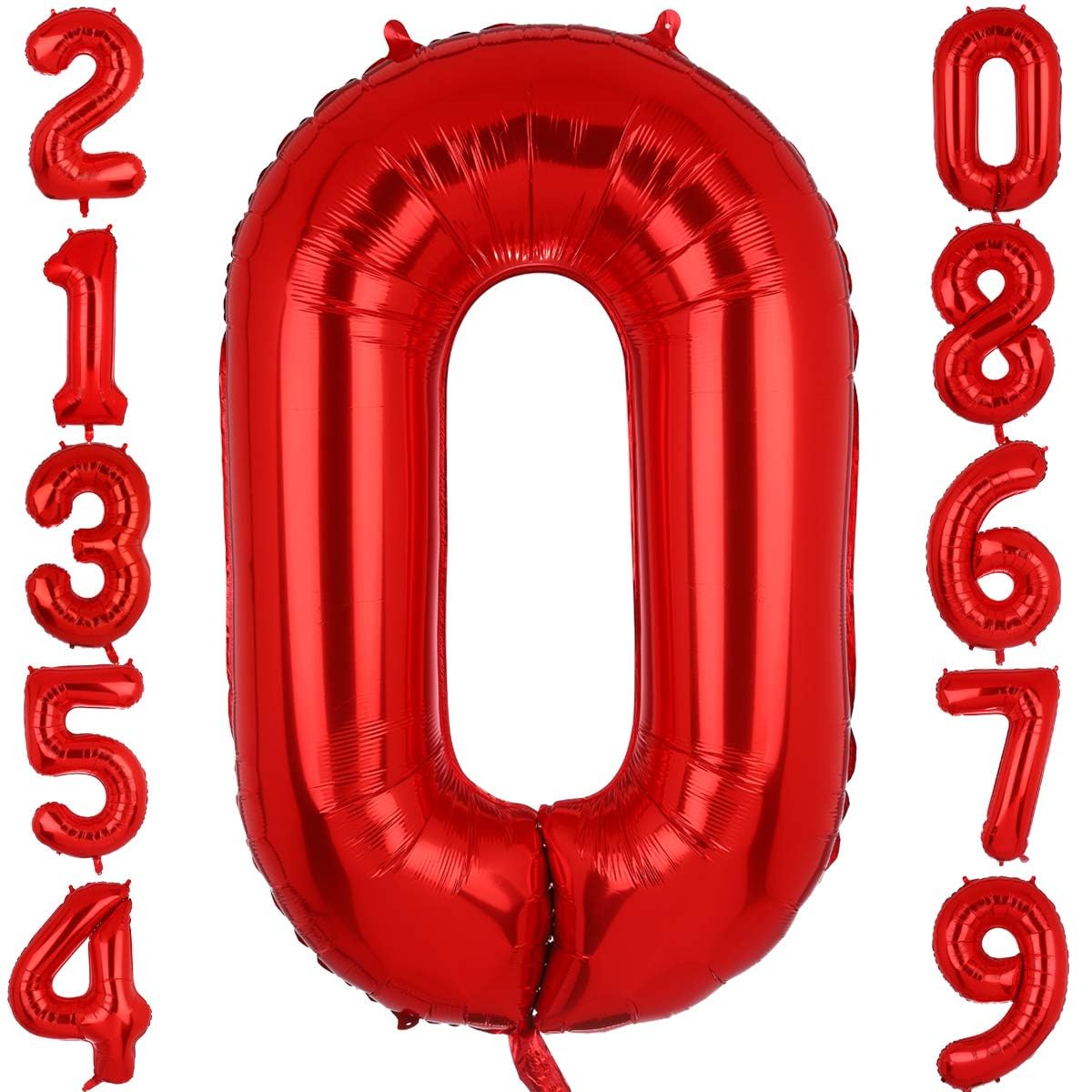 40 Inch Large Foil Number 0 Balloons Red Big Mylar Helium Balloon Birthdays Party Decorations Supplies
