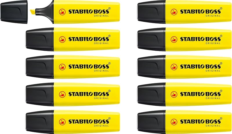 STABILO BOSS ORIGINAL Highlighter Pack of 10 Yellow