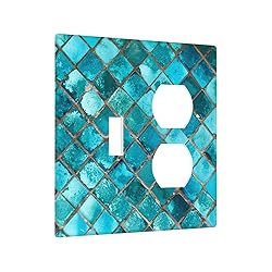 Moslion Teal Mosaic 1 Toggle 1 Duplex Outlet Cover