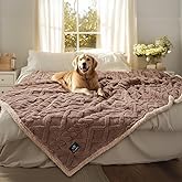 Luciphia Waterproof Pet Blanket, Liquid Pee Proof Dog Blankets for Sofa Bed Couch, Reversible Sherpa Fleece Furniture Protector Cover for Small Medium Large Dogs Cats,Khaki X-Large（85" x 57"）