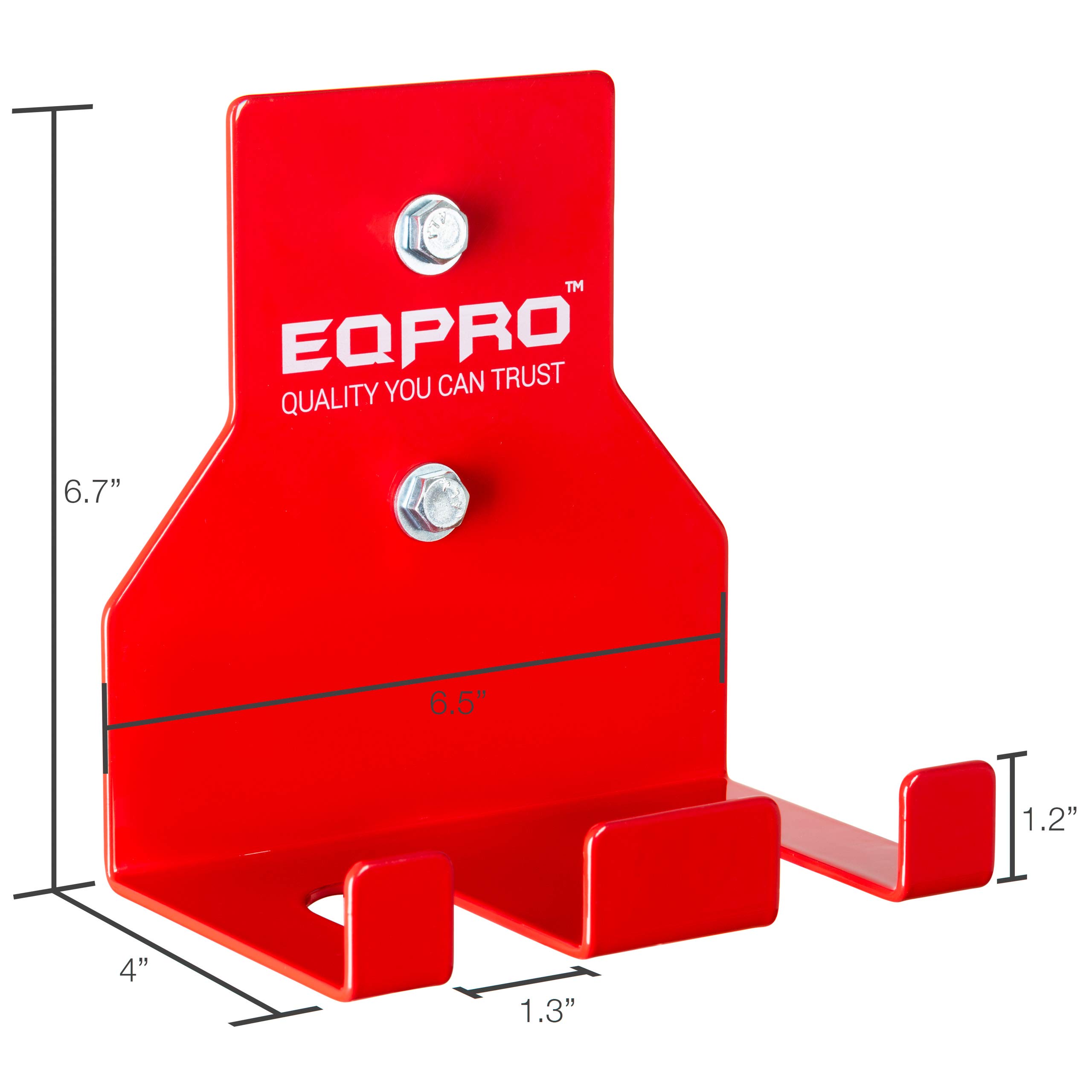 EQPRO Barbell Hanger Rack - Vertical Olympic Barbell Wall Mount for Home Gym, Fitness Center, and Garage Storage - Holds Short & Long Weight lifting Bars - Steel Construction, 300 lbs. Capacity - Red
