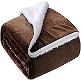HOMEIDEAS Sherpa Throw Blanket Extra Soft Fleece Blankets for All Season Fuzzy Warm for Bed Couch 50 x 60 Inches,Brown