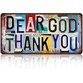 TREEPERI Vintage License plate Wall Decor Metal Sign Tin Signs for Bar Home Bedroom Garage - Dear God Thank You