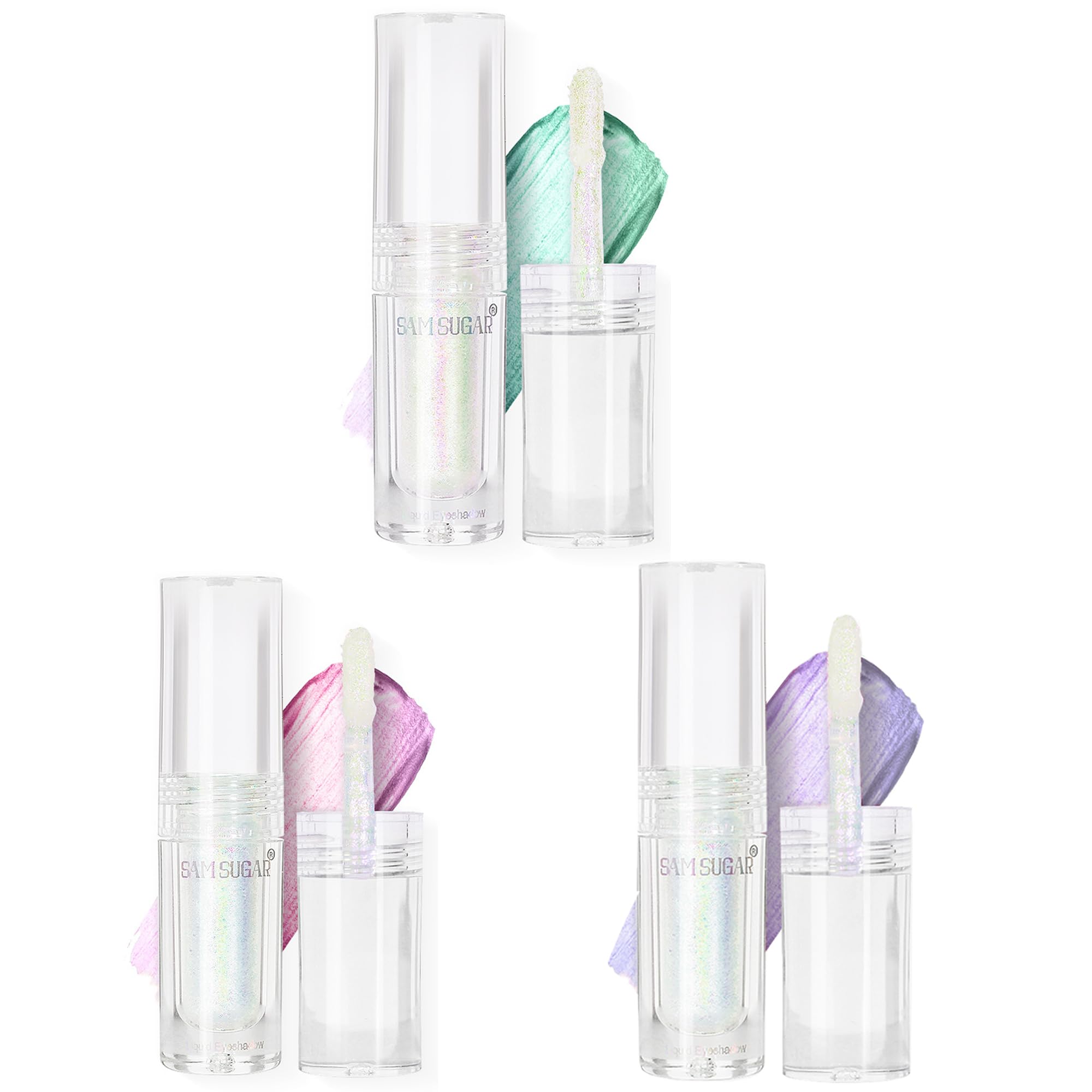 Glitter Eyeshadow,Chameleon Liquid Eyeshadow Stick,Metallic Shimmer Eye Shadow Pen,Different Colour In Different Angle,Highly Pigmented Waterproof Quick Drying Eye Make Up Set (SET 1)