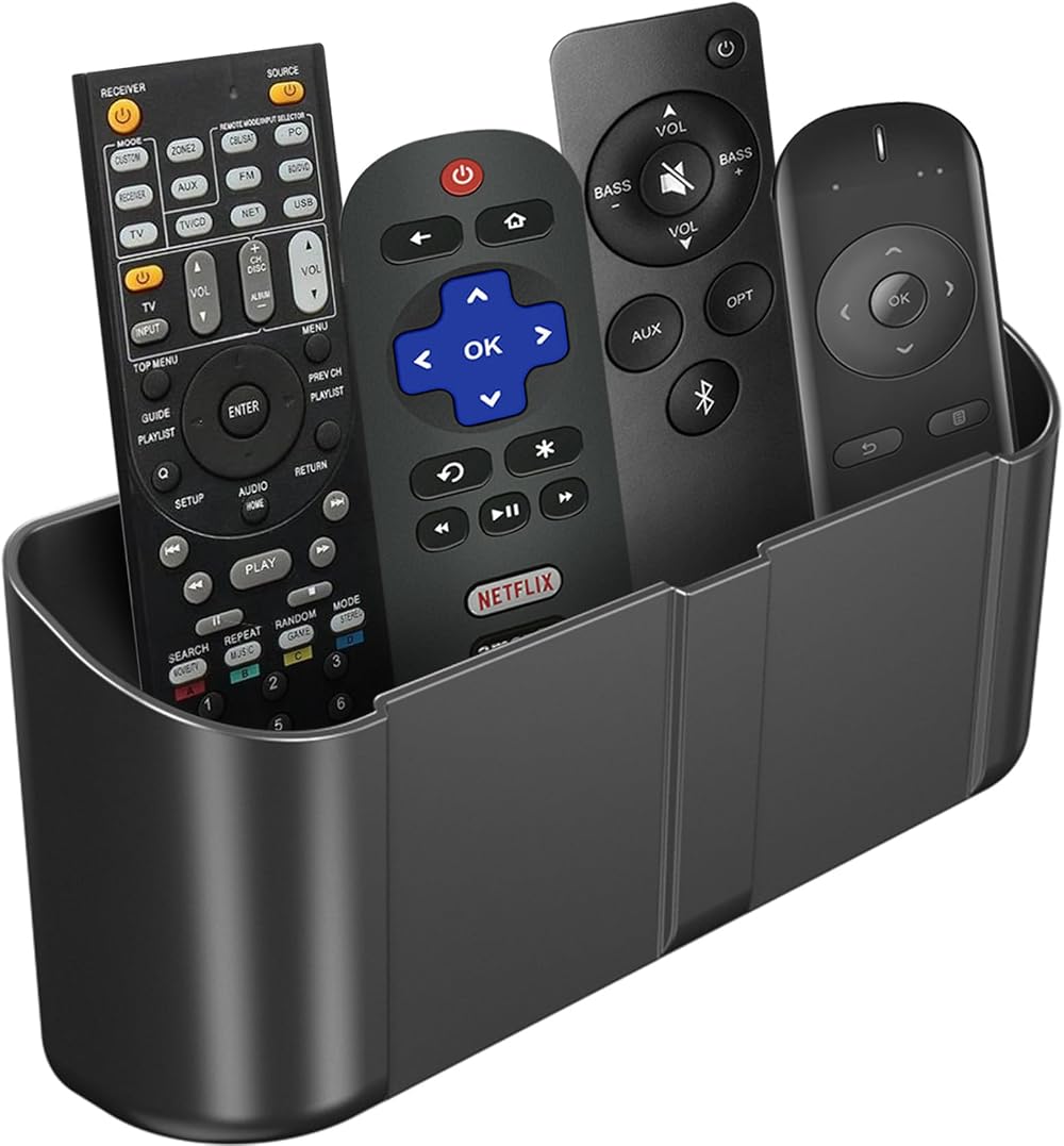 Suptek Remote Control Holder Wall Mount for 3-4 Remotes, Black