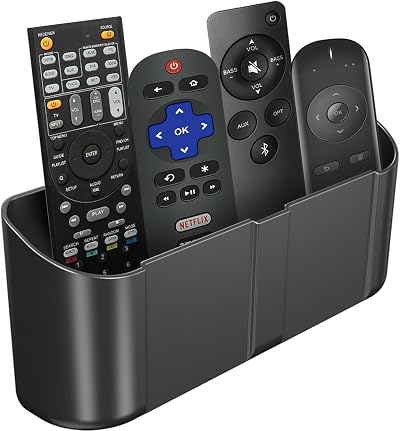 Suptek Remote Control Holder Wall Mount for 3-4 Remotes, Black