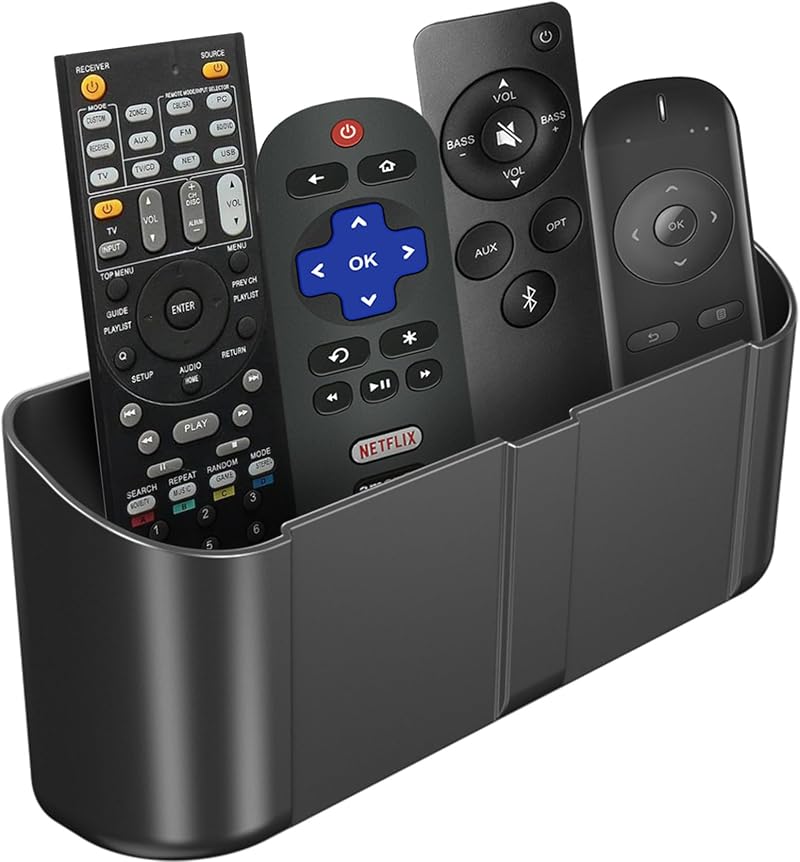 Suptek Remote Control Holder Wall Mount for 3-4 Remotes, Black