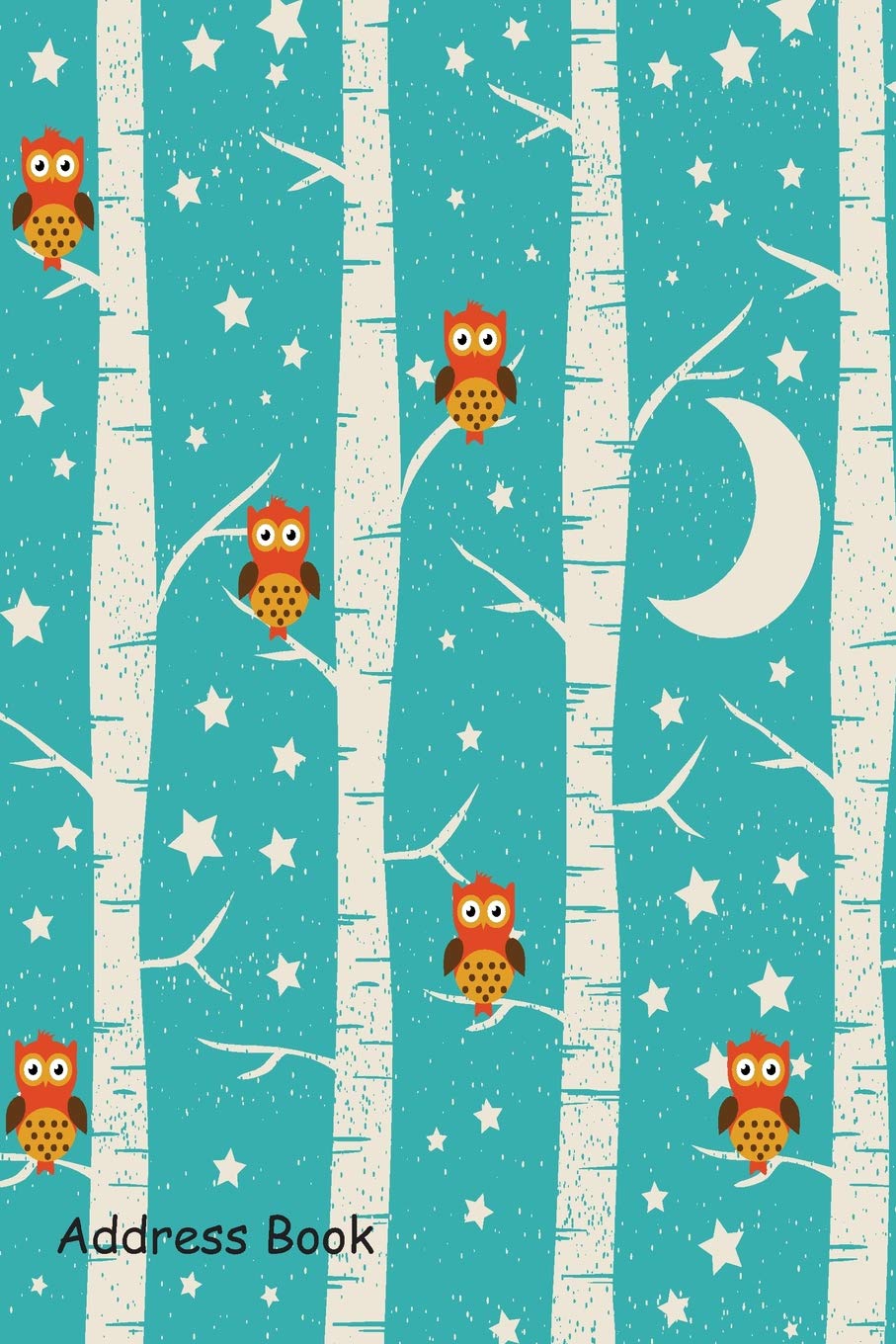 Address Book: Include Alphabetical Index With Forest illustration with owls cover