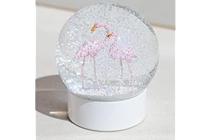 MINGFUXIN Flamingo Snow Globe for Adults, Christmas Snow Globes for Girls Kids Women, 100MM Glitter Snowglobe Gifts for Valentines Halloween Birthday Table Decor