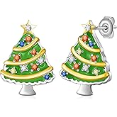 Daixiya Snowman/Christmas Tree Earrings 925 Sterling Silver Christmas Earrings Winter Holiday Xmas Jewelry Gifts for Women