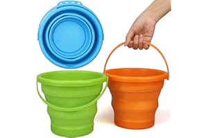 Foldable Beach Sand Toy Bucket for Kids Adults, Jumbo Collapsible Sandbox Bucket Pail, Multi Use for Garden Beach, Camping, E