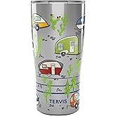 Tervis Traveler Retro Camping Triple Walled Insulated Tumbler Travel Cup Keeps Drinks Cold & Hot, 20oz, Stainless Steel