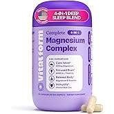 VitalForm Magnesium Glycinate Sleep Complex – Non-Habit Forming Support with L-Theanine, GABA, Zinc & Rhodiola – Promotes Relaxation, Calm & Muscle Recovery – Non-Melatonin – 100 Capsules