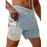 Comdecevis Mens Running Shorts 5 Inch Inseam Quick Dry 2 in 1 Lightweight Gym Workout Athletic Shorts