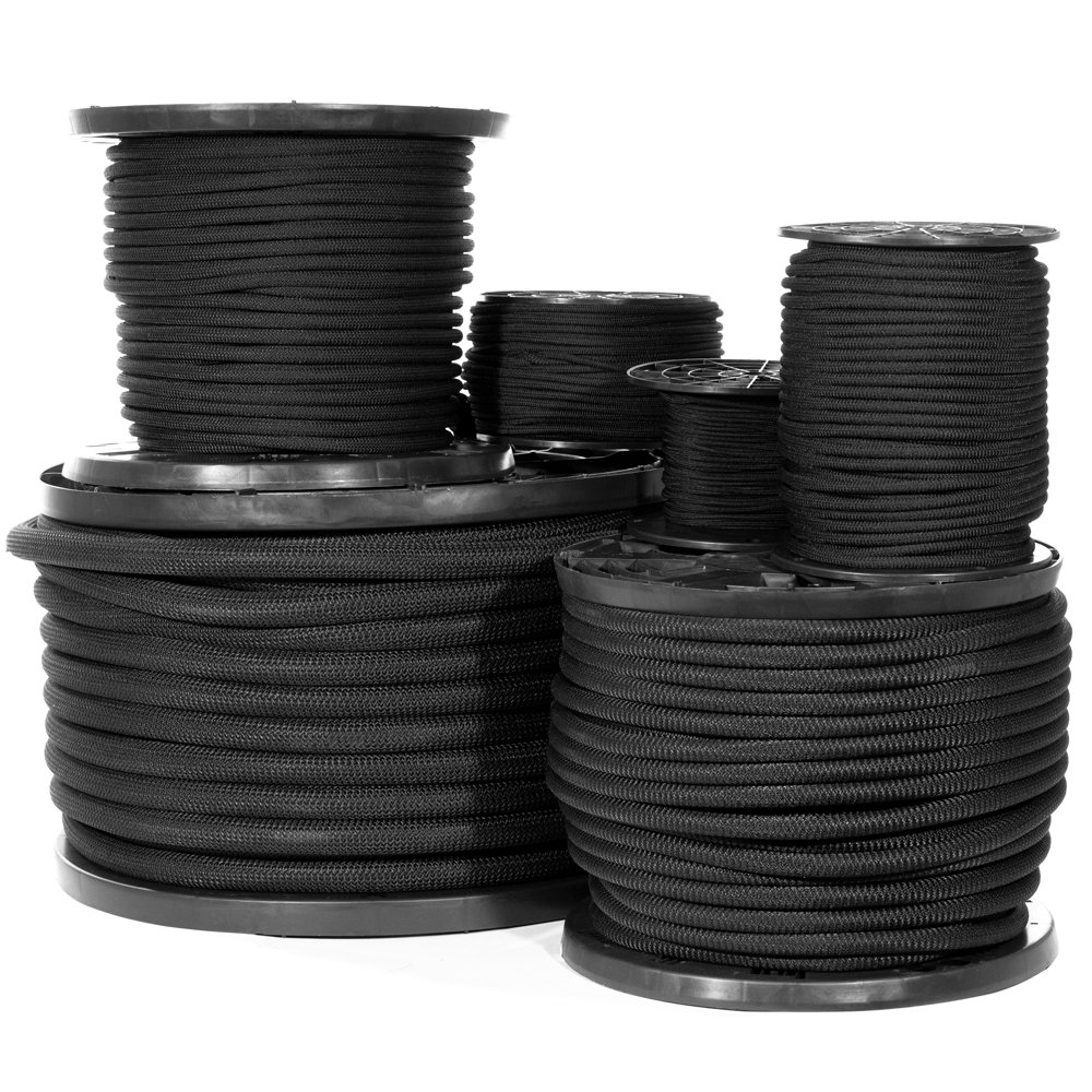 Shock Cord-1/8, 1/4, 3/8, 1/2, 3/4 inches-Black Diamond Weave Elastic Bungee Cord-Features 100% Stretch, Shock Absorbent, Strong Hold-Camping, Kayak Decks, Crafting, Gravity Chairs, Tie-Downs