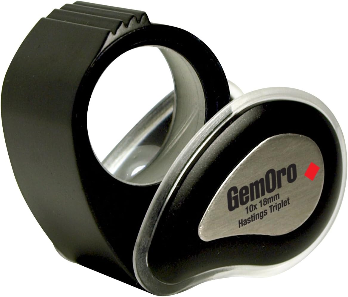 GemOro 10x 18mm VIP Loupe Hastings Triplet and Carrying Case, you choose color of loupe (Black 0645)