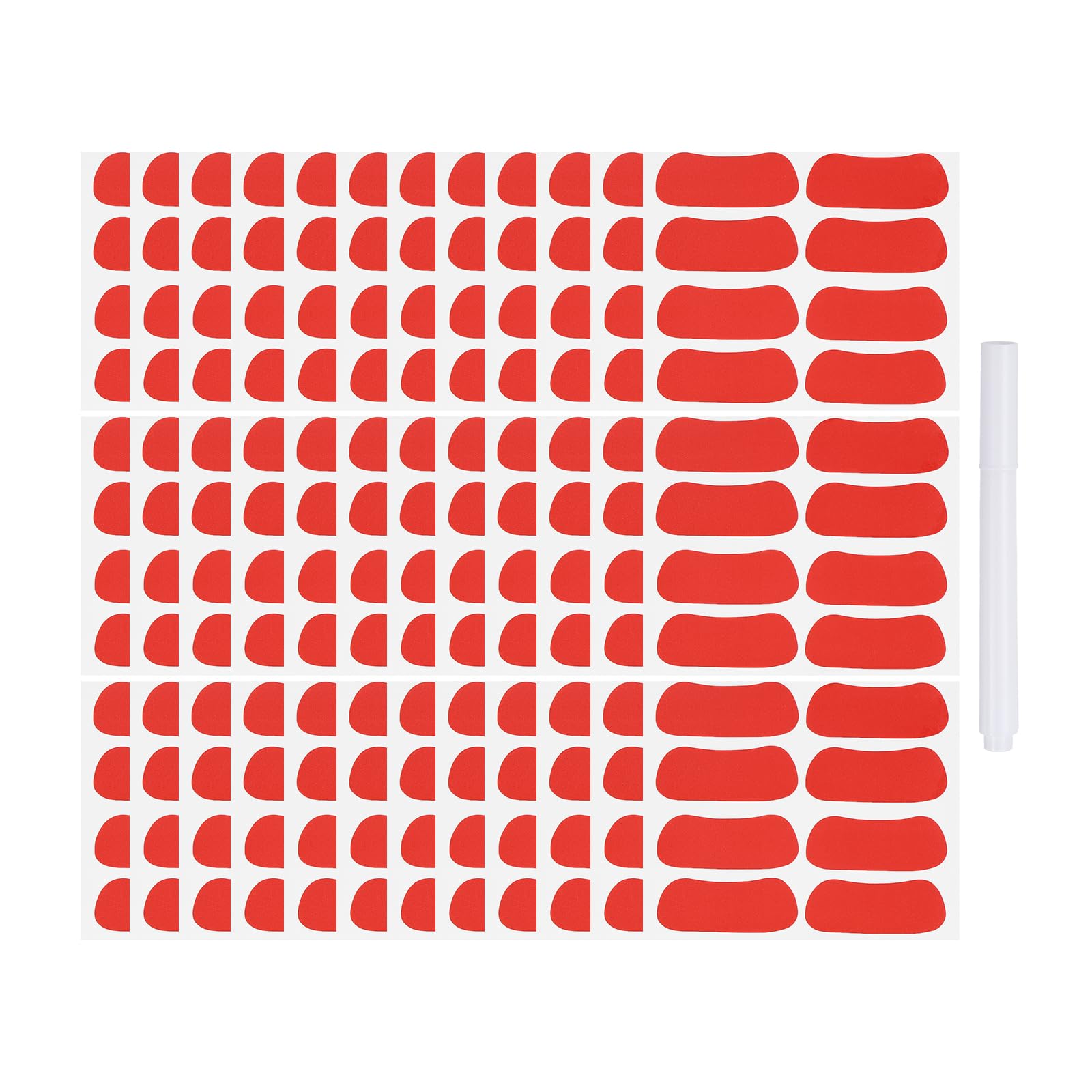 PATIKIL 144 Pairs Sports Eye Black Stickers, Under Eye Black Strips Football Face Stickers Breathable Eyeblack Sticker with 1 Pcs White Pencil for Baseball Fans on Game Day, Warm Red