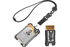 Oaridey Carbon Fiber Badge Holder with Lanyard, Heavy Duty Lanyard with Safety Breakaway Buckle for ID Card/Badge Holder