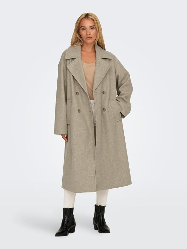 Onlwembley L/S Ovsize Coat Tlr Noos Giubbotto, Donna, Weathered Teak, 38