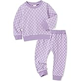 WESIDOM Toddler Girl Clothes Checkered Long Sleeve Pullover Tops + Pants Toddler Baby Sweatsuit Fall Winter Outfits