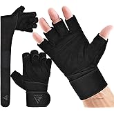 RDX Weight Lifting Workout Gloves with Wrist Support, 50 CM Long Wrist Straps, Anti Slip Padded Palm, Breathable Gym Grip for Fitness Training Powerlifting, Men Women Bodybuilding Exercise