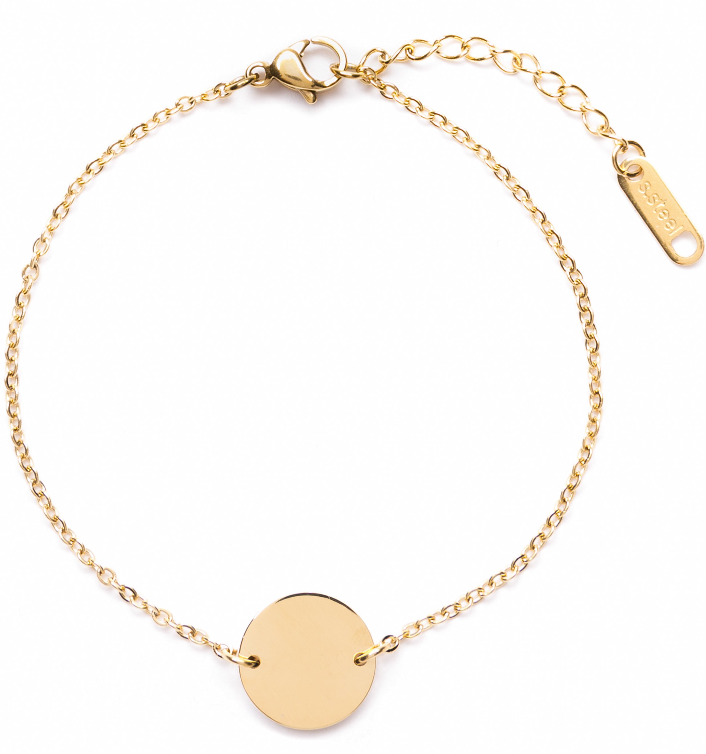 Happiness Boutique Women Circle Bracelet Gold Plated | Geometric Bracelet Dainty Chain and Round Disc Pendant