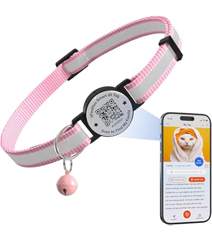 QR Code Cat Collar With Reflective Breakaway Safety - 2 Pack Pet ID Tag & Bell Collars