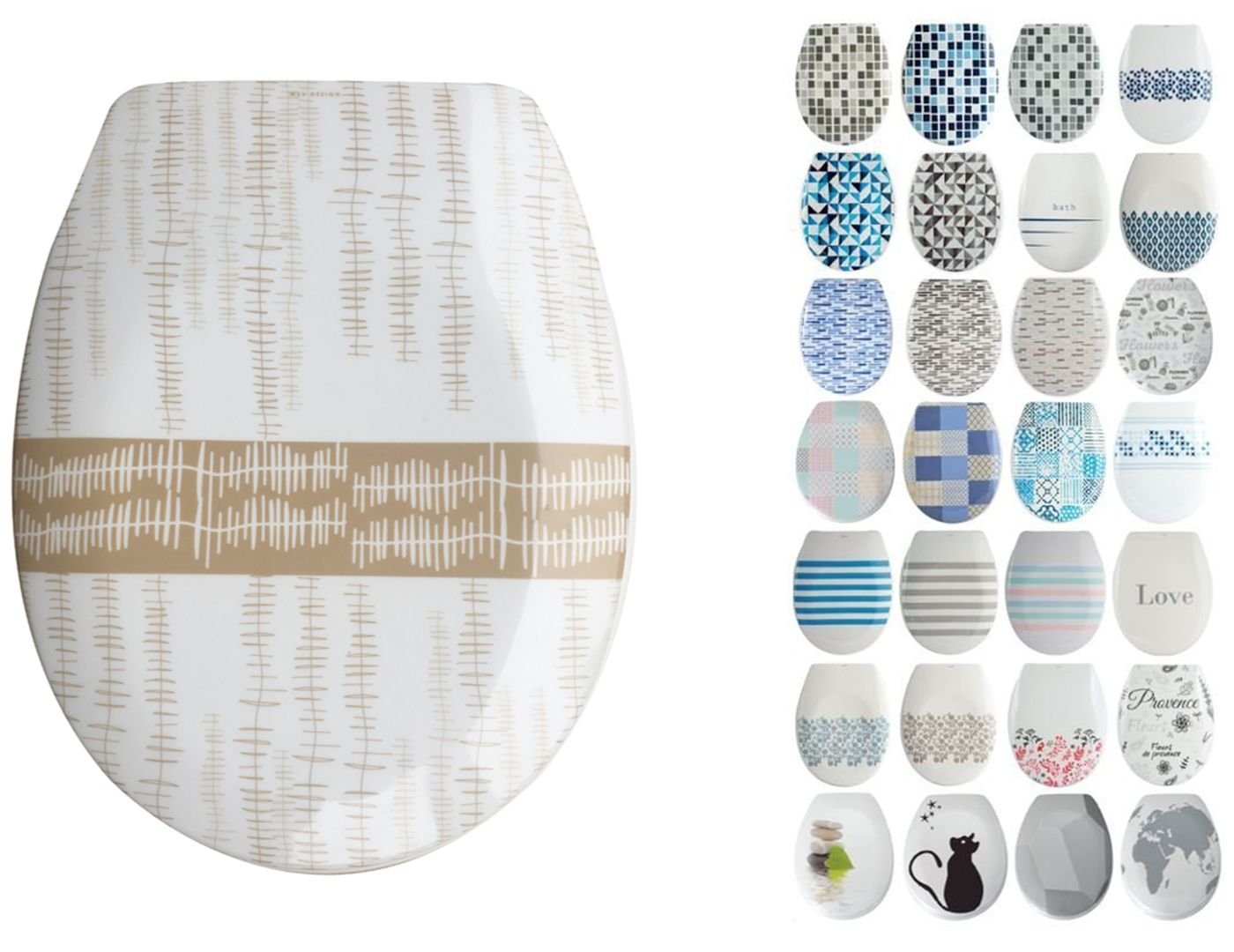 MSV 141748 Ons Made of Duroplast Toilet Seat with Soft-Close, Plastic, Multi, 30 x 20 x 15 cm