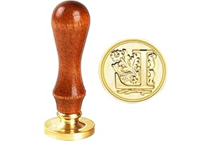 REBECCA ONLINE Initial Wax Seal Stamp Vintage Retro Classic Wooden 26 Letter A-Z Alphabet Assorted Color Sealing Wax Stamp (Letter L)