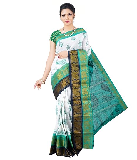 Sunnovelty Women White Color pure cotton saree