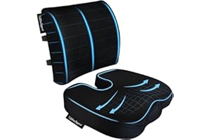 Seat Cushion & Lumbar Support Pillow for Office Chair, Ergonomic Memory Foam Desk Non-Slip Chair Cushion for Back Support Pil