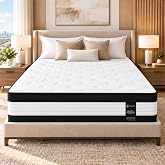 Omskyt 12 Inch Queen Mattress, Medium Firm Hybrid Mattress in a Box | Cooling Gel Foam &amp; 1000+ Pocket Coils for Couples, Hot Sleepers &amp; Side Sleepers; 7-Zone Support and Motion Isolation