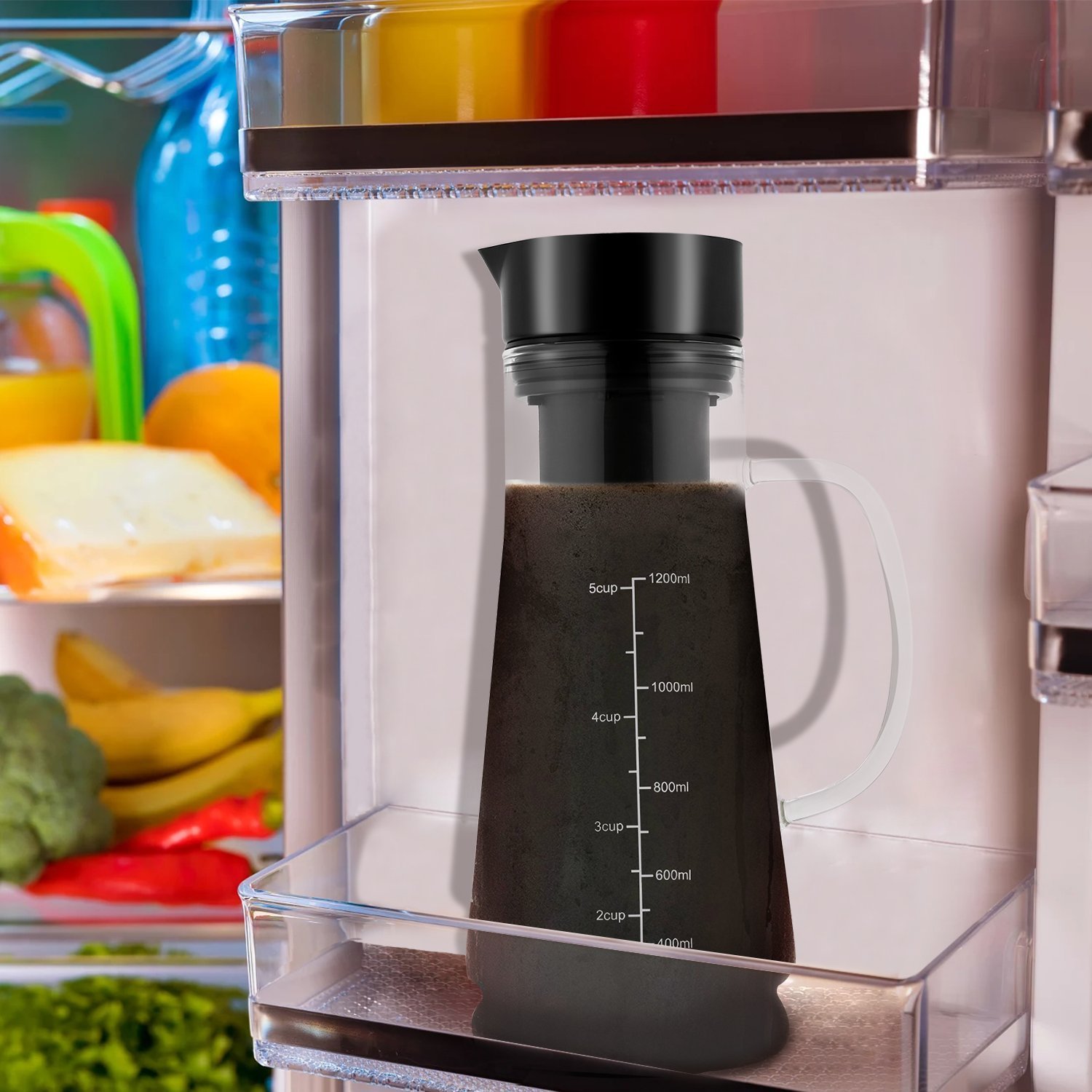 Benlet Airtight Cold Brew Iced Tea Coffee Maker, Borosilicate Glass with Removable Stainless Steel Filter,1.2L/41oz