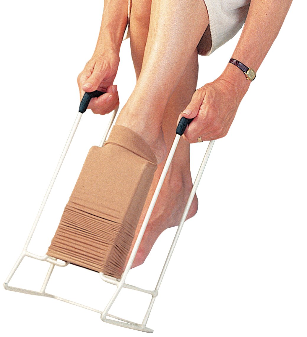 Sammons Preston Stocking Donner, Popular Design Features Foam Handles for Easy Grip & Smooth Baked Epoxy Finish for No Snags, Adaptive Dressing Aid Makes Applying Socks & Compression Stockings Simple