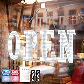 Large LED Open Sign for Business, 40"x14" Dimmable Unique Design Super Bright LED Open Signs with Hanging Installation for Window Bar Pubs Store Restaurant Office Hotel Salon
