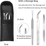EasyULT 3Pcs Tick Remover Tool Set Stainless Steel Tick Hook Tweezers Kit view 5