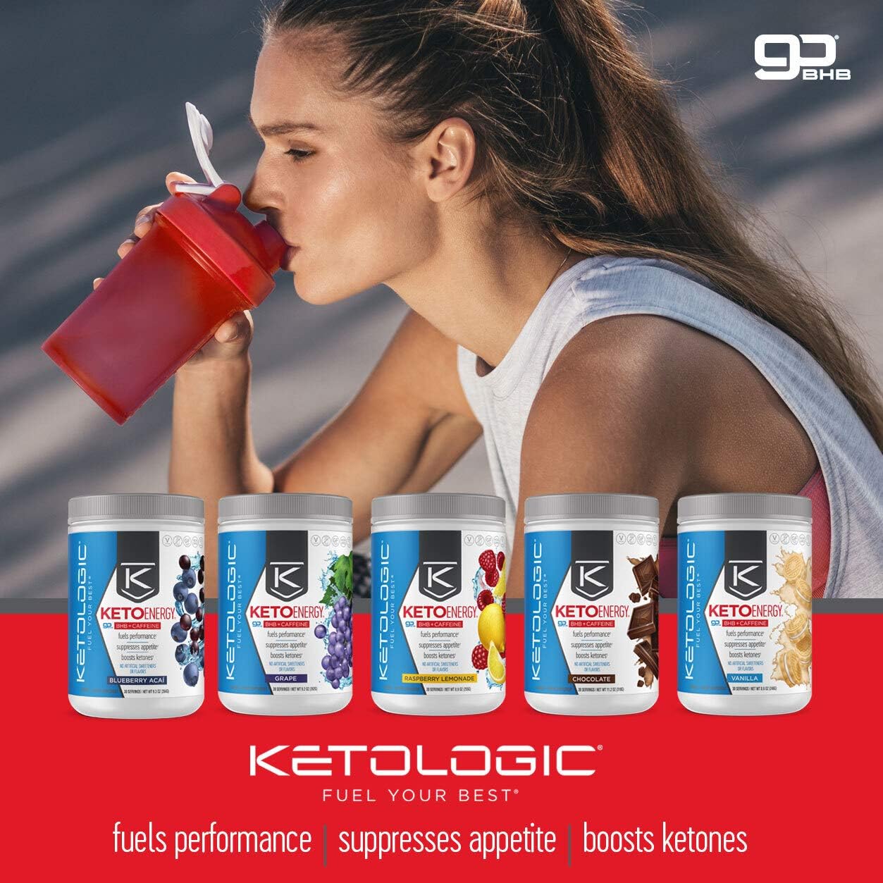 KetoLogic BHB Exogenous Ketones Powder with Caffeine (30 Servings) - Keto Pre-Workout, Boosts Ketosis, Energy & Focus - Support Keto Diet with Beta-Hydroxybutyrate Keto BHB Salts - Raspberry Lemonade: Health & Personal Care