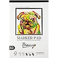 Bianyo XL Bleedproof Marker Paper Pad, A3(11.69"X16.54"), 50 Sheets, 18 LB / 70 GSM, Glue-Bound, 100% Cotton, White, Ideal for Use with Markers and Ink Mediums