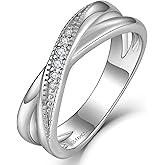 Fahonie X Cross Ring 925 Sterling Silver cut 5A Cubic Zirconia CZ Statement Ring Anniversary Promise Ring for Women