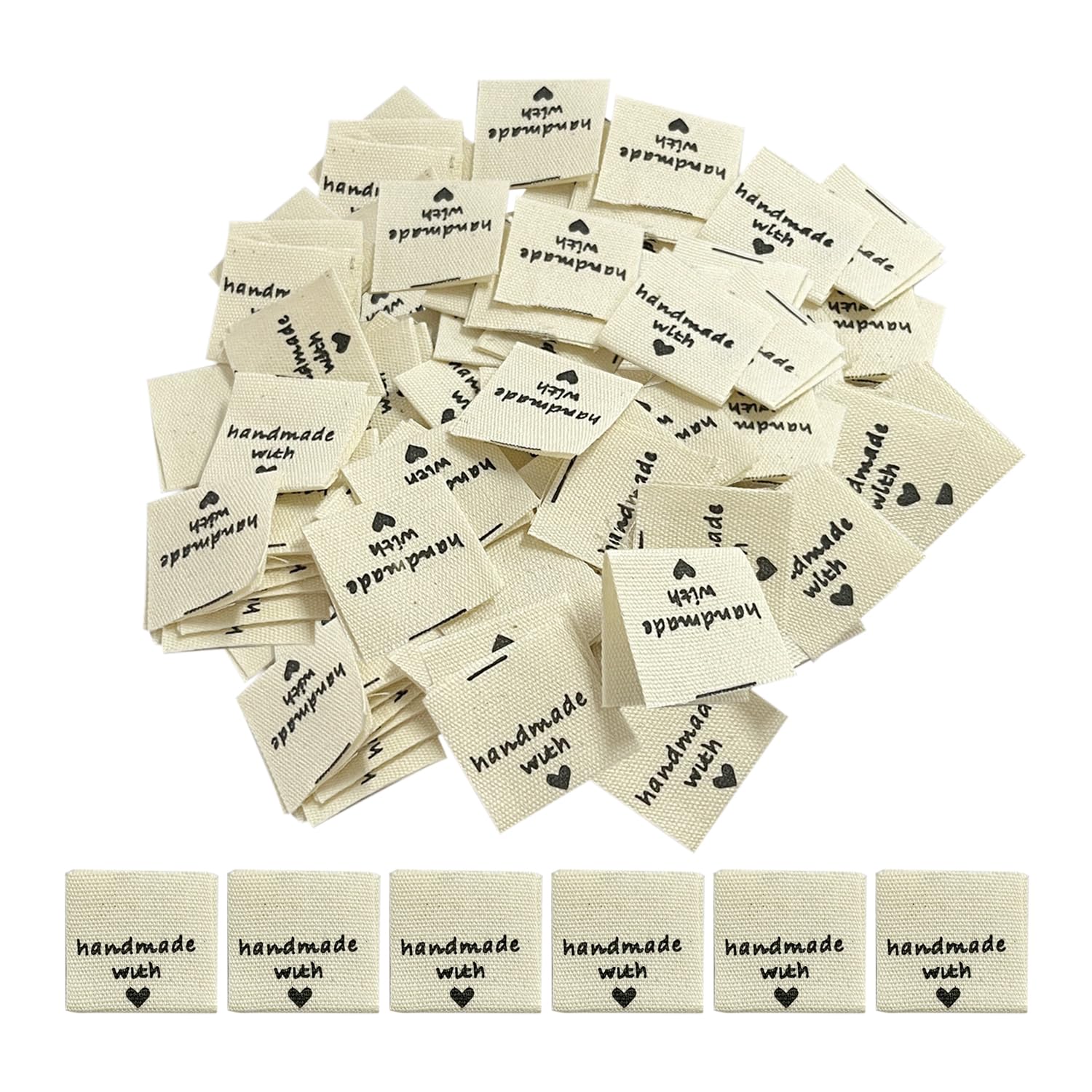 150 Pieces Clothing Labels, Clothing Collar Labels, Handmade Fabric Labels with Love, Double-Sided Woven Clothing Labels, Hand-Sewn Clothing Labels, for Fabric DIY Fabric Label Decoration